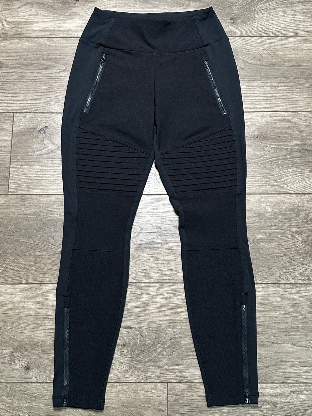 Athleta Headlands Hybrid Moto Ankle Zip Leggings Black Hiking Casual Pants 2P